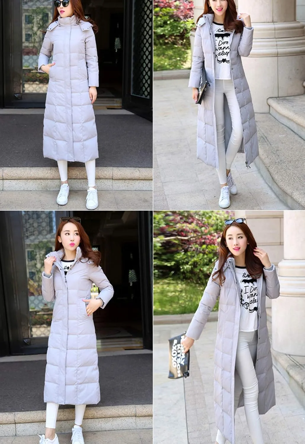 Flygo Womens Long Down Coat Hooded Maxi Down Parka Puffer Jacket Outerwear