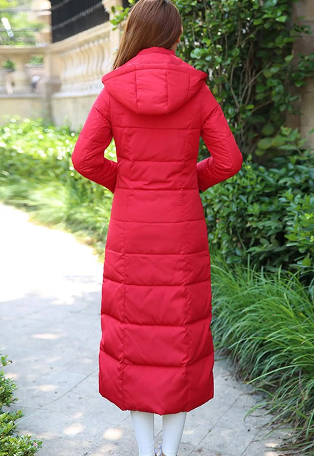 Flygo Womens Long Down Coat Hooded Maxi Down Parka Puffer Jacket Outerwear