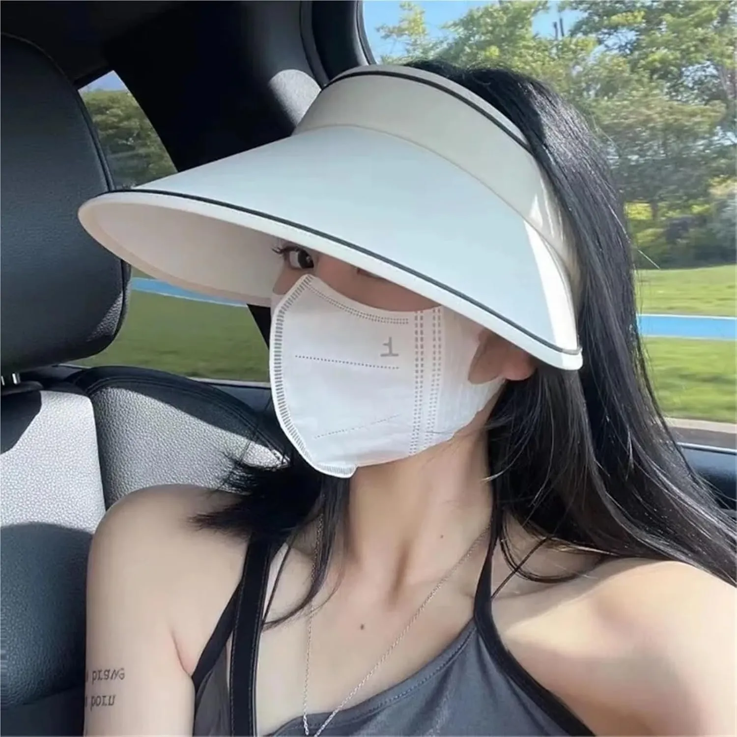 Foldable Wide Large Brim Sun Hats Summer Beach Bucket Hats for Women Empty Top Visors Cap Outdoor Sport UV Protection Female Cap(White)