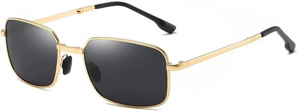 Folding Sunglasses for Men/Women Fashion Rectangular Metal Frame Uv400