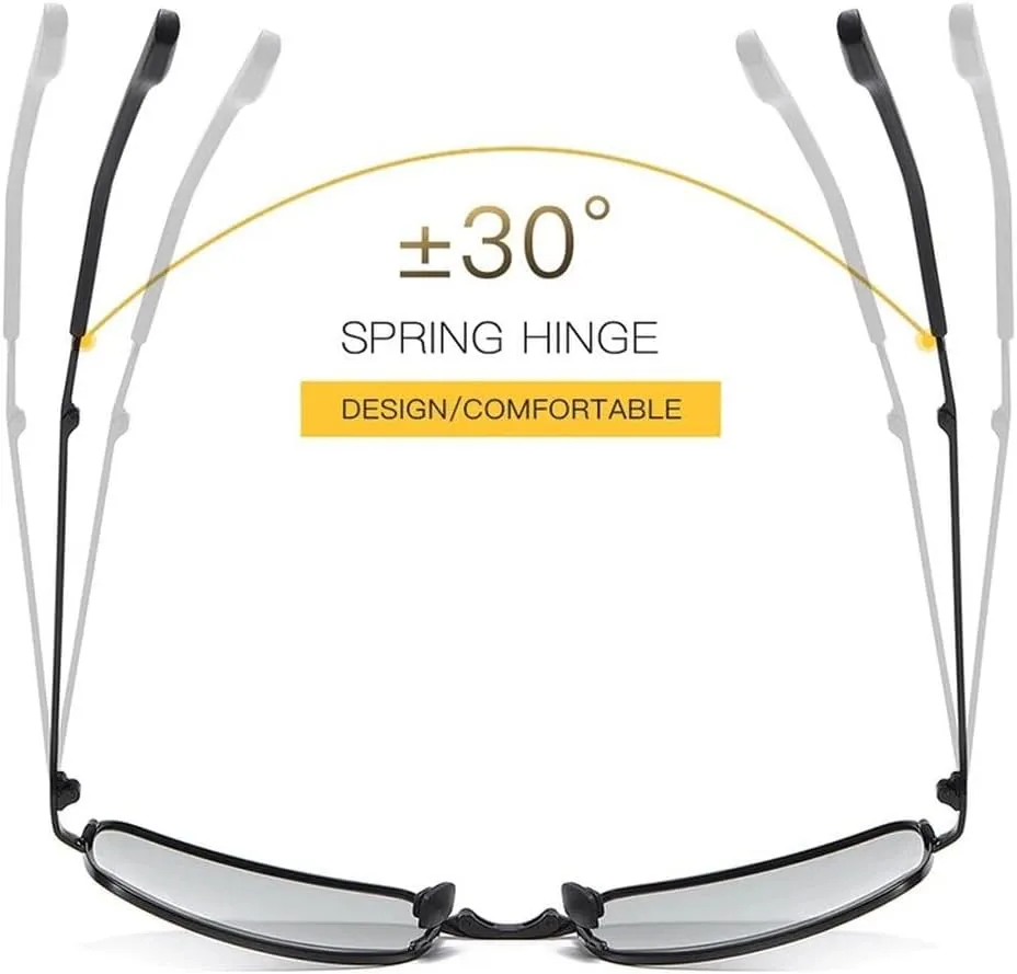 Folding Sunglasses for Men/Women Fashion Rectangular Metal Frame Uv400