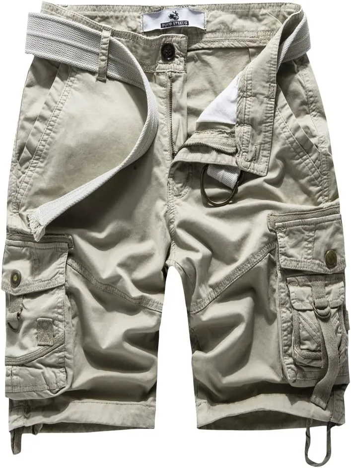 FOURSTEEDS Women's Cotton Relaxed Fit Casual Multi-Pocket Bermuda Cargo Shorts