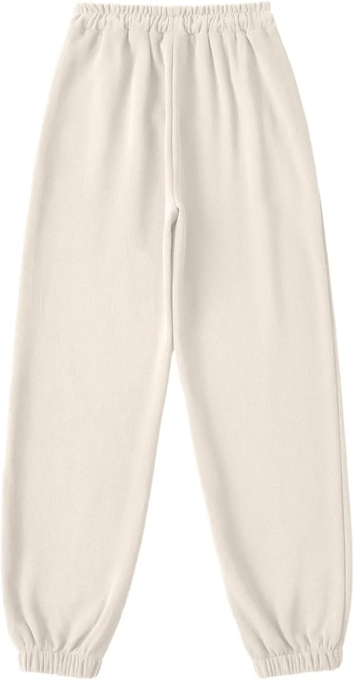 Gumipy Jogger Sweatpants Women Trendy Bow Printed Jogger Pants with Pockets Drawstring High Waisted Straight Leg Sweat Pants