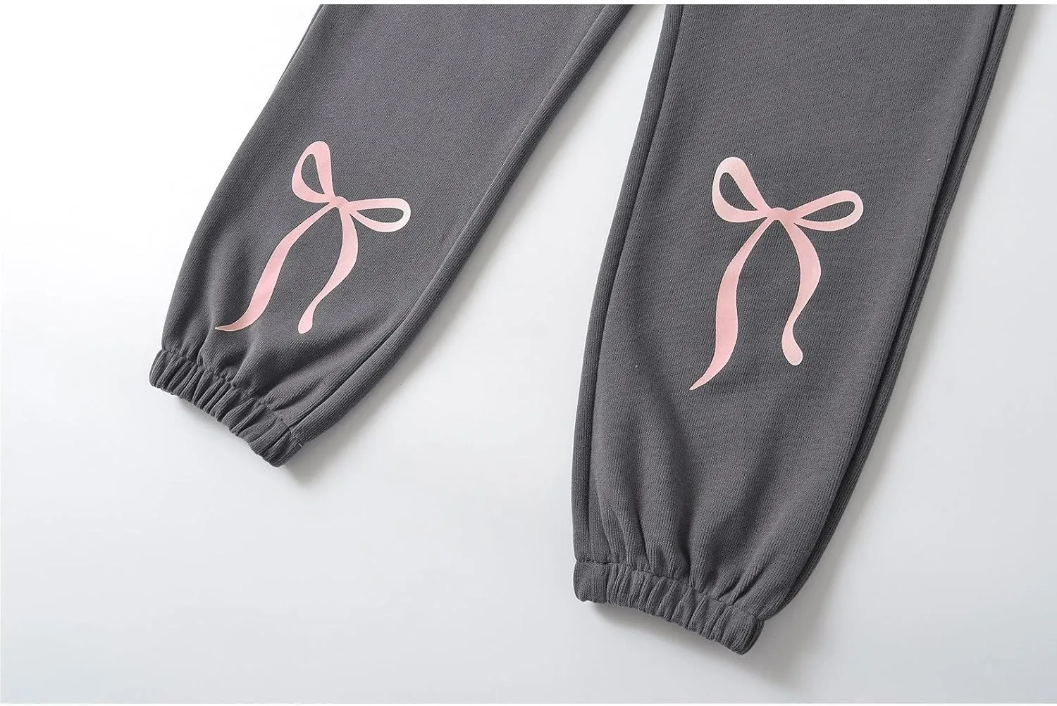 Gumipy Jogger Sweatpants Women Trendy Bow Printed Jogger Pants with Pockets Drawstring High Waisted Straight Leg Sweat Pants