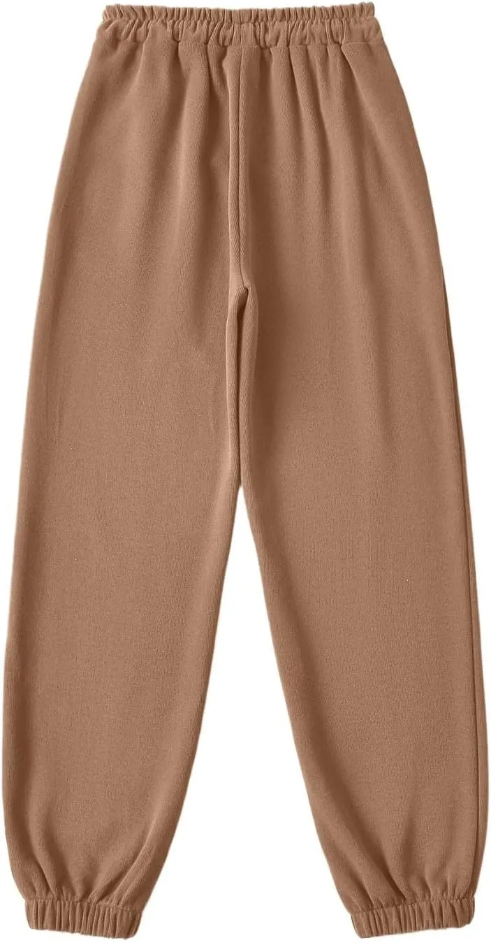 Gumipy Jogger Sweatpants Women Trendy Bow Printed Jogger Pants with Pockets Drawstring High Waisted Straight Leg Sweat Pants