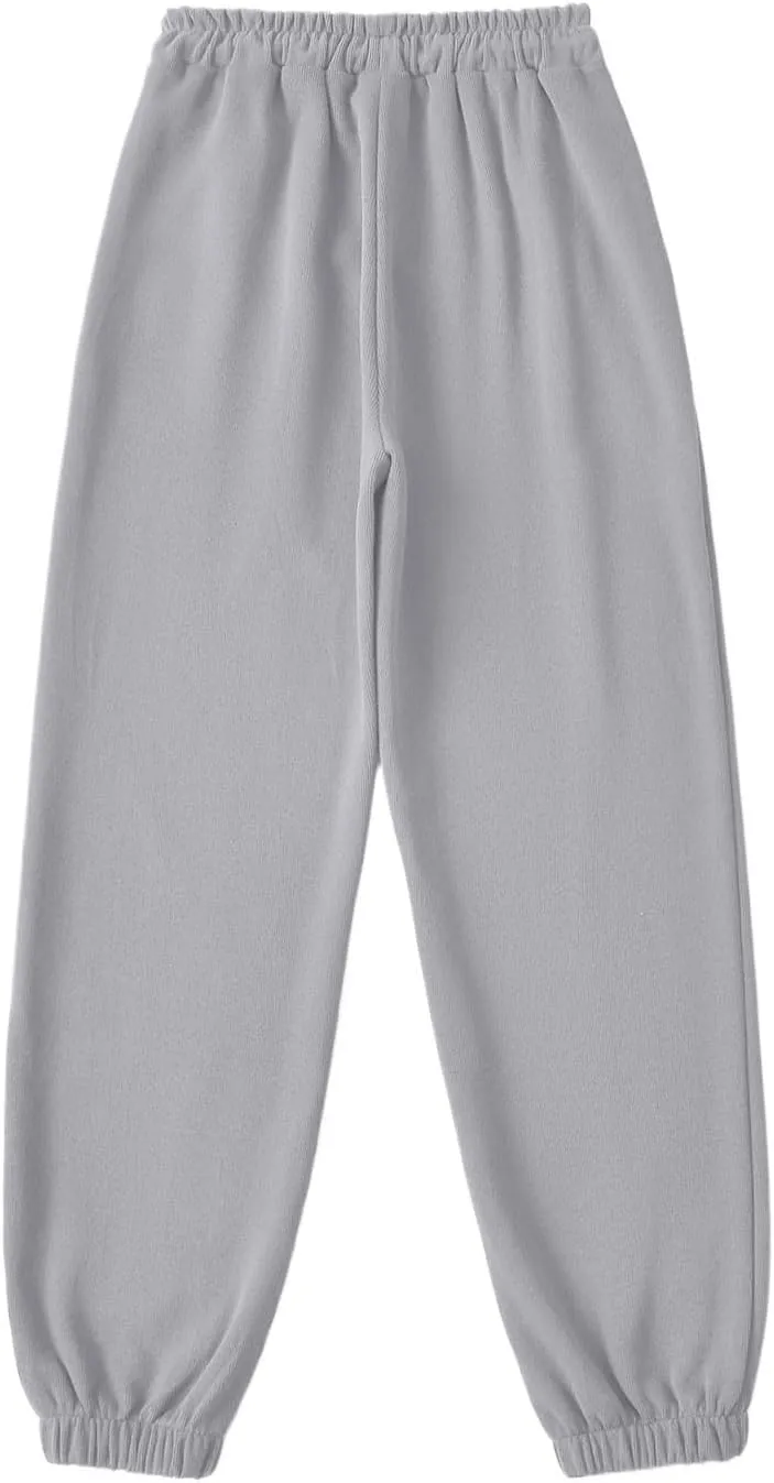 Gumipy Jogger Sweatpants Women Trendy Bow Printed Jogger Pants with Pockets Drawstring High Waisted Straight Leg Sweat Pants