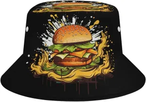 Hamburgs Printed Sun Hats Bucket Hat Wide Brim Fishing Hat Summer Hat for Fishing, Hiking, Camping