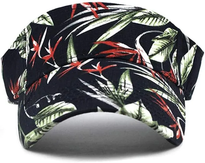 Hawaii Flower Printed Sun Visor Hats for Women Men Wide Brim Adjustable Sun Baseball Tennis Cap