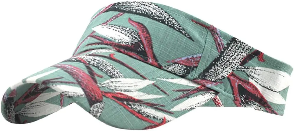 Hawaii Flower Printed Sun Visor Hats for Women Men Wide Brim Adjustable Sun Baseball Tennis Cap