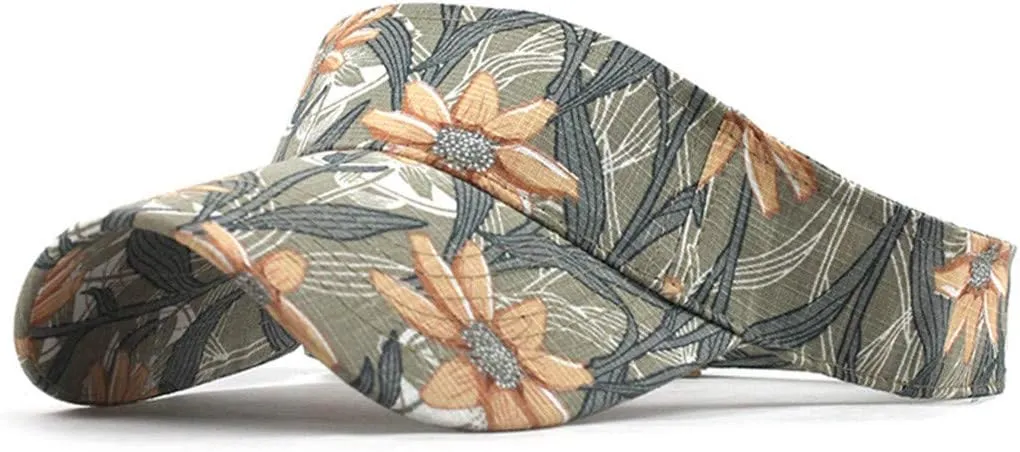 Hawaii Flower Printed Sun Visor Hats for Women Men Wide Brim Adjustable Sun Baseball Tennis Cap
