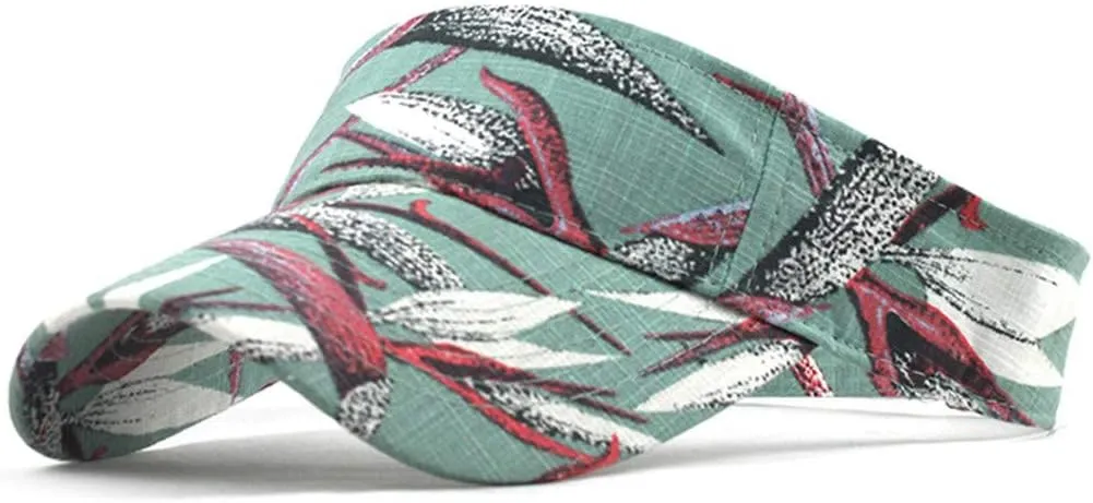 Hawaii Flower Printed Sun Visor Hats for Women Men Wide Brim Adjustable Sun Baseball Tennis Cap