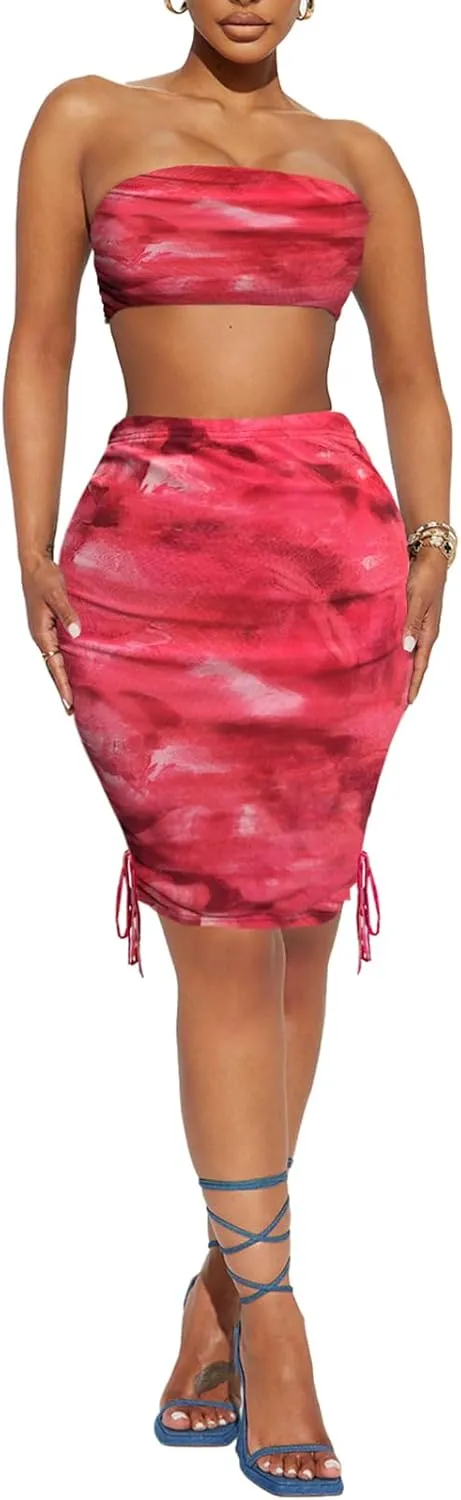 HESUUIO Women's Sexy Mesh Mini Skirt Side Drawstring Ruched Bodycon Summer Short Skirts