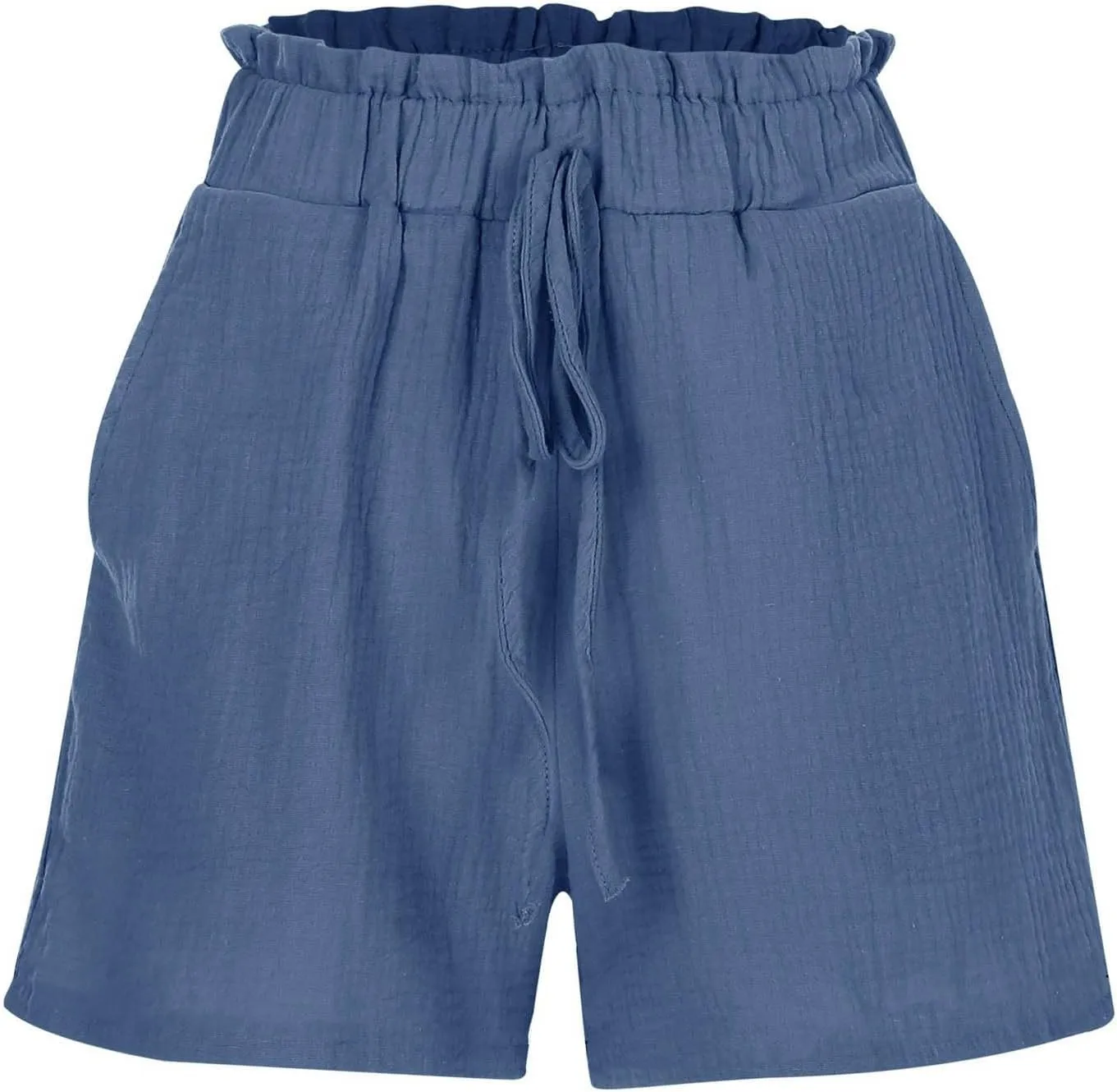 High Waisted Shorts for Women Trendy Summer Ruffle Shorts Drawstring Elastic Waist Flowy Shorts Casual Bermuda Shorts