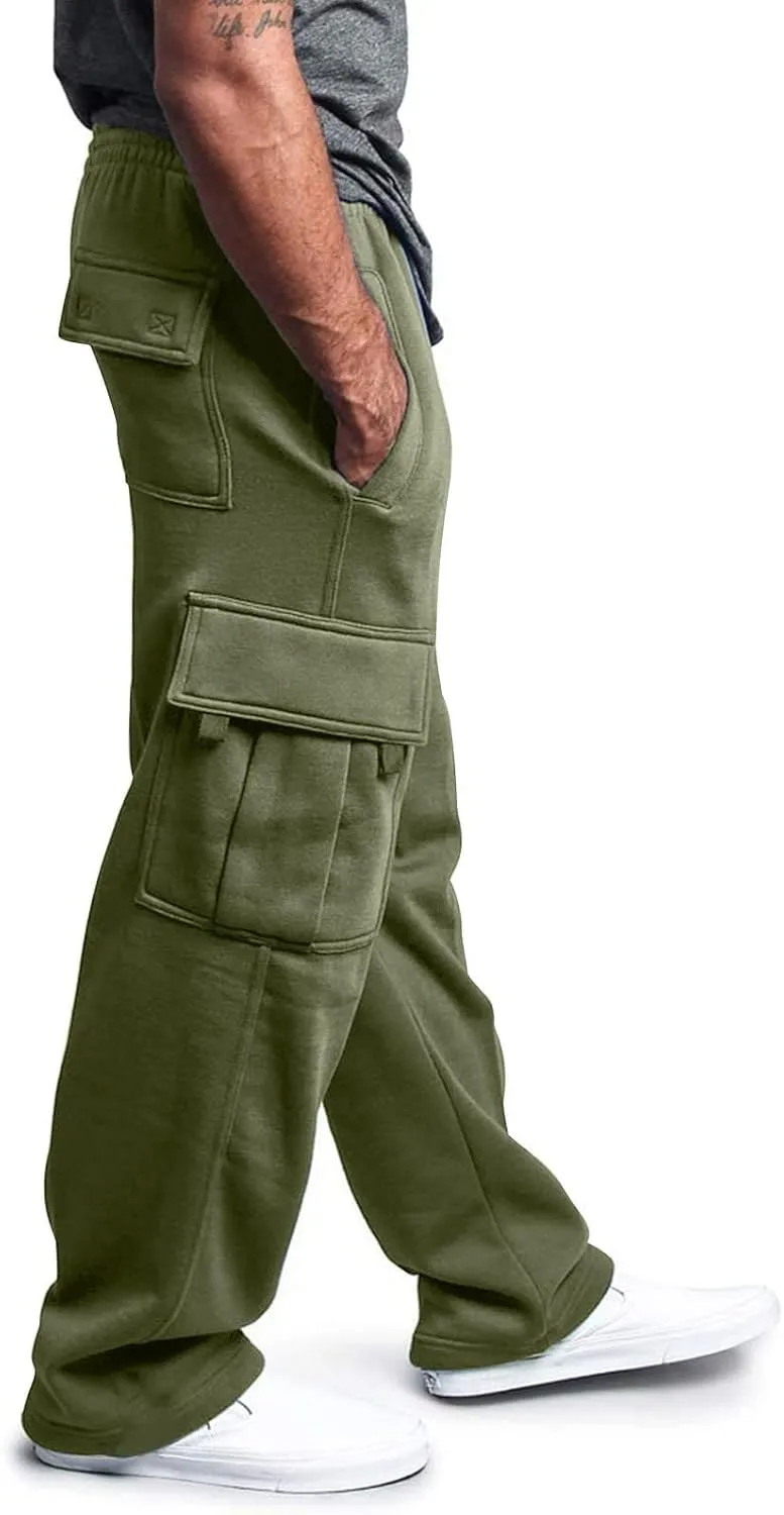 Hiking Cargo Pants Men Relaxed Fit Drawstring Elastic Waist Joggers Sweatpants Sport Athletic Trousers with Pocket