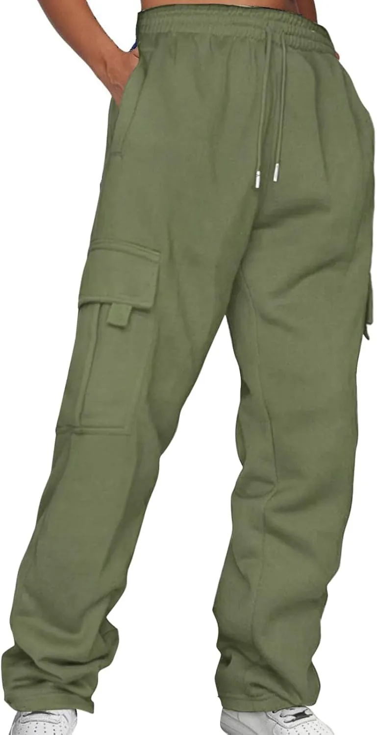 Hiking Cargo Pants Men Relaxed Fit Drawstring Elastic Waist Joggers Sweatpants Sport Athletic Trousers with Pocket