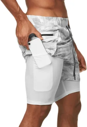 HNVAVQ Men's 2 in 1 Running Shorts Quick Dry Workout Shorts with Pockets Outdoor Training Shorts Gym Shorts