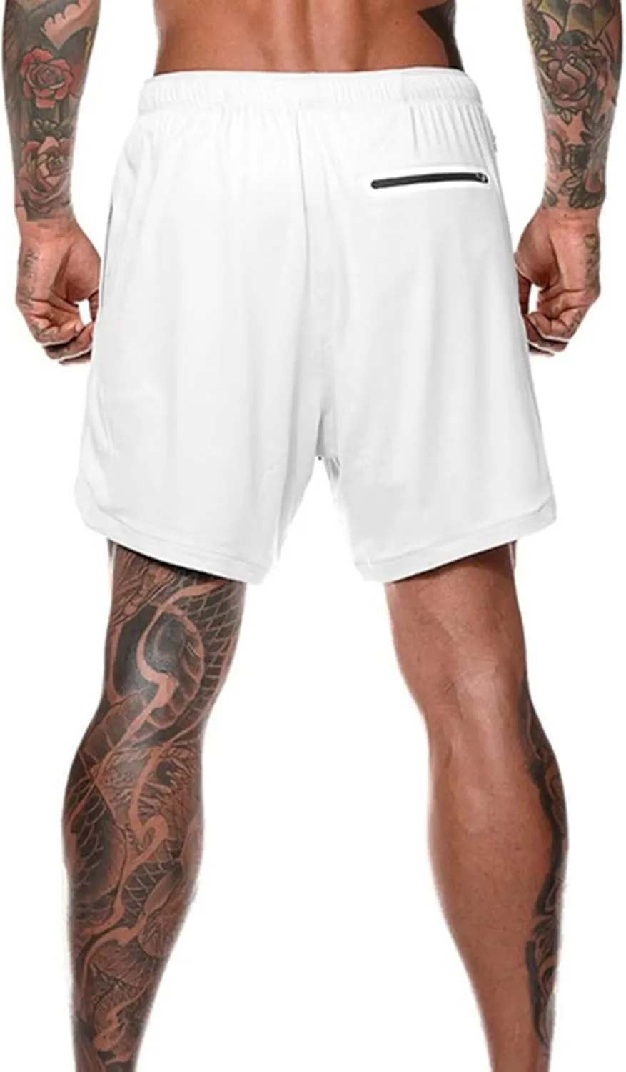 HNVAVQ Men's Running Shorts 2 in 1 Sports Gym Workout Shorts Lightweight Training Shorts Quick Dry Shorts with Pockets