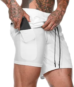 HNVAVQ Men's Running Shorts 2 in 1 Sports Gym Workout Shorts Lightweight Training Shorts Quick Dry Shorts with Pockets