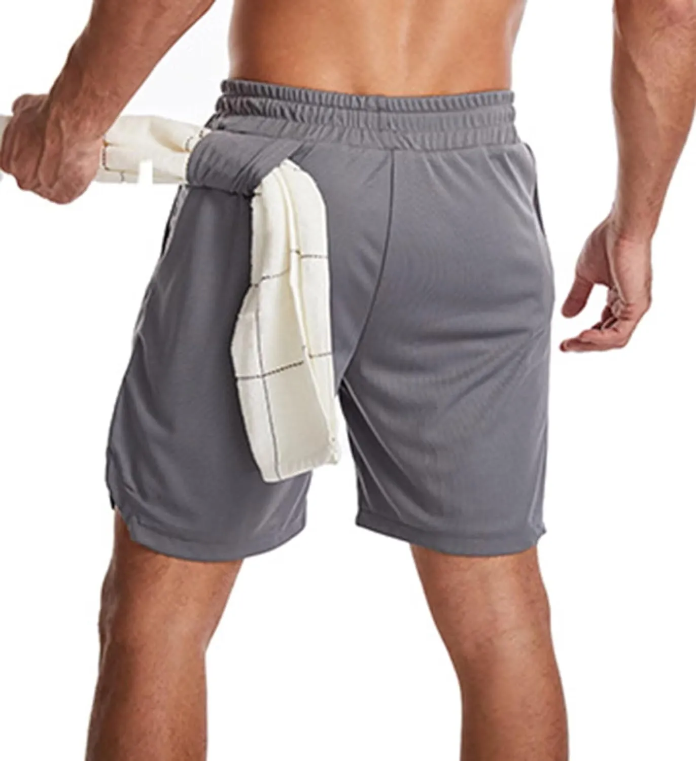 HNVAVQ Sport Athletic Training Shorts Mens Running Gym 2 in 1 Shorts with Pockets Quick Dry Gym Shorts Compression Shorts