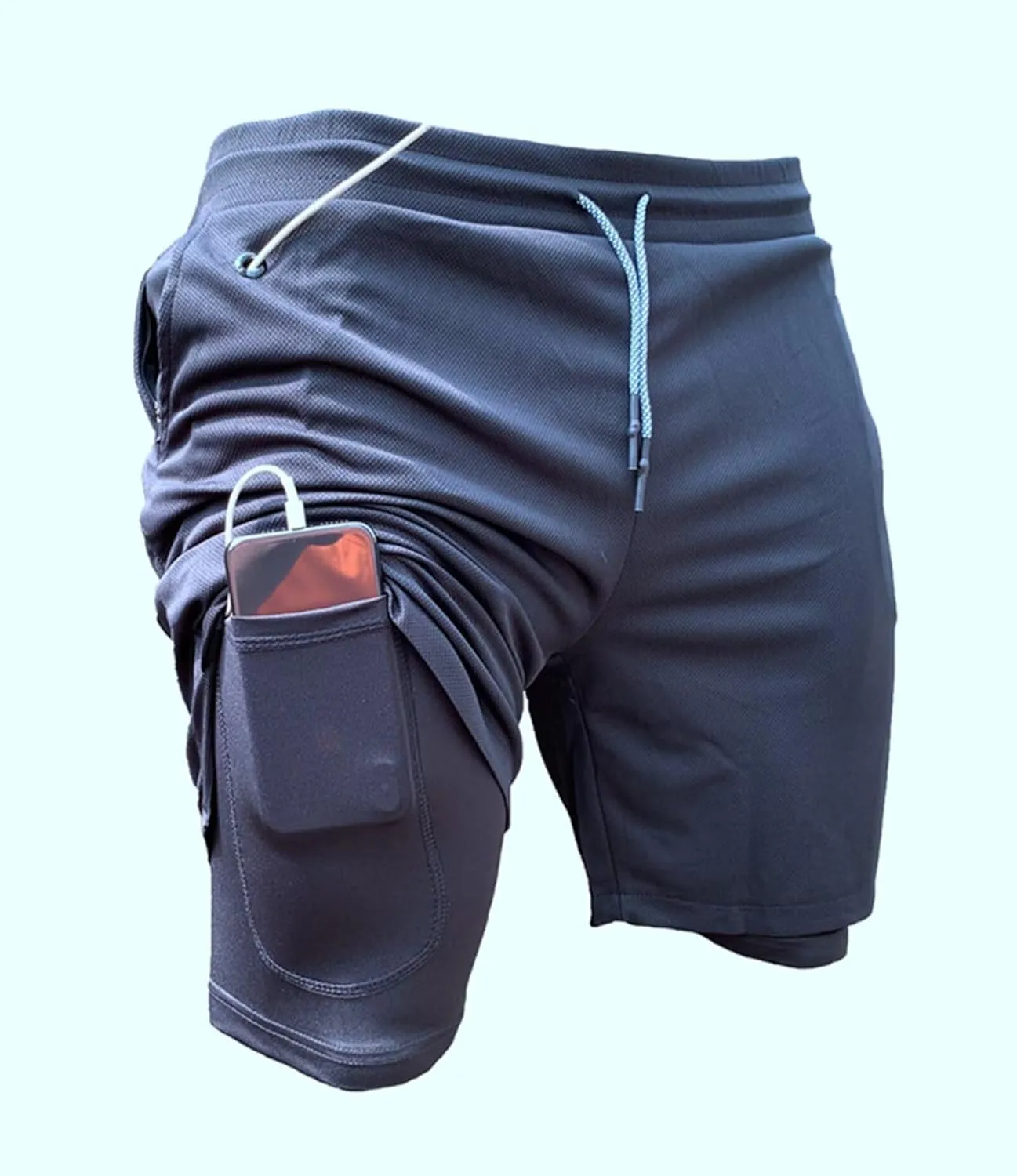 HNVAVQ Sport Athletic Training Shorts Mens Running Gym 2 in 1 Shorts with Pockets Quick Dry Gym Shorts Compression Shorts