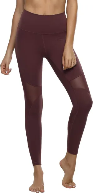 Hopgo Women's High Waist Yoga Pants Mesh Tummy Control Workout Leggings Running 4 Way Stretch Sports Tights