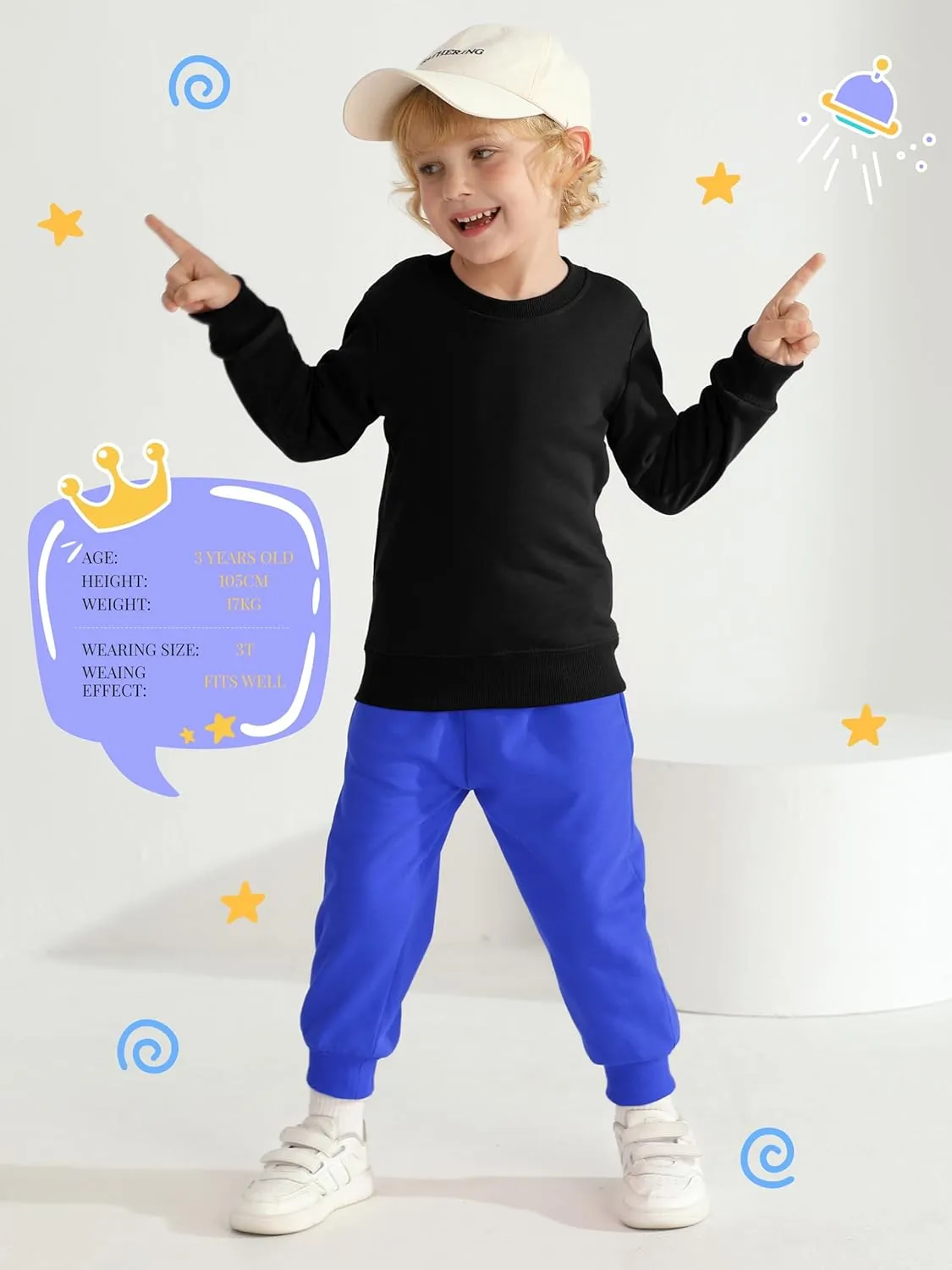 HXP 4 Pack Toddler Boys Sweatpants Cotton Toddler Sweatpants Boys Kids Joggers Pants with Pocket Drawstring