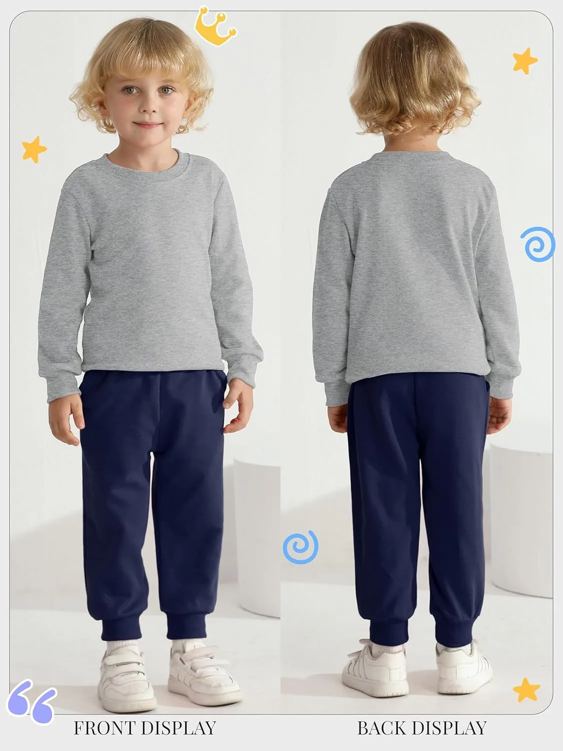 HXP 4 Pack Toddler Boys Sweatpants Cotton Toddler Sweatpants Boys Kids Joggers Pants with Pocket Drawstring