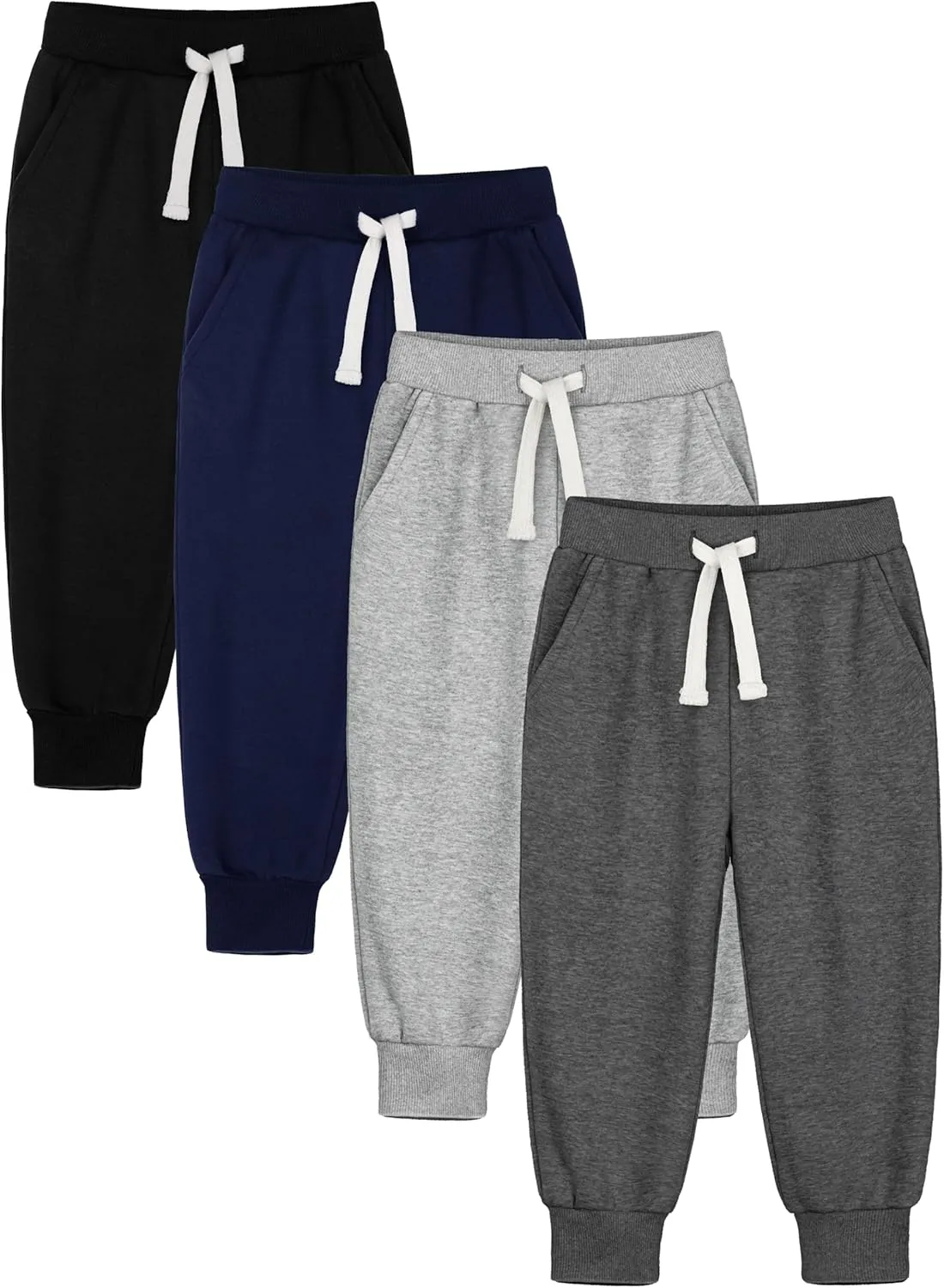 HXP 4 Pack Toddler Boys Sweatpants Cotton Toddler Sweatpants Boys Kids Joggers Pants with Pocket Drawstring