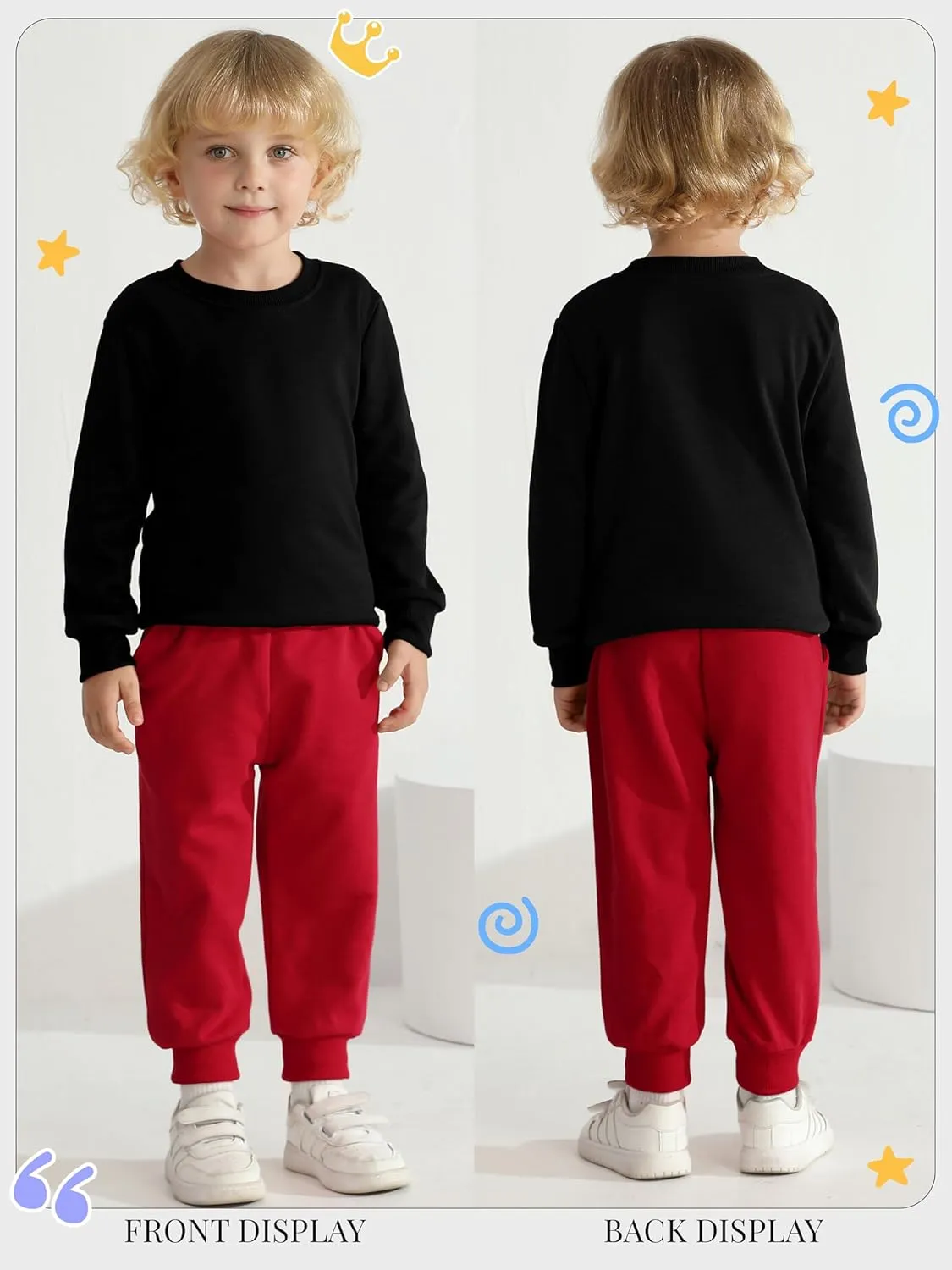 HXP 4 Pack Toddler Boys Sweatpants Cotton Toddler Sweatpants Boys Kids Joggers Pants with Pocket Drawstring