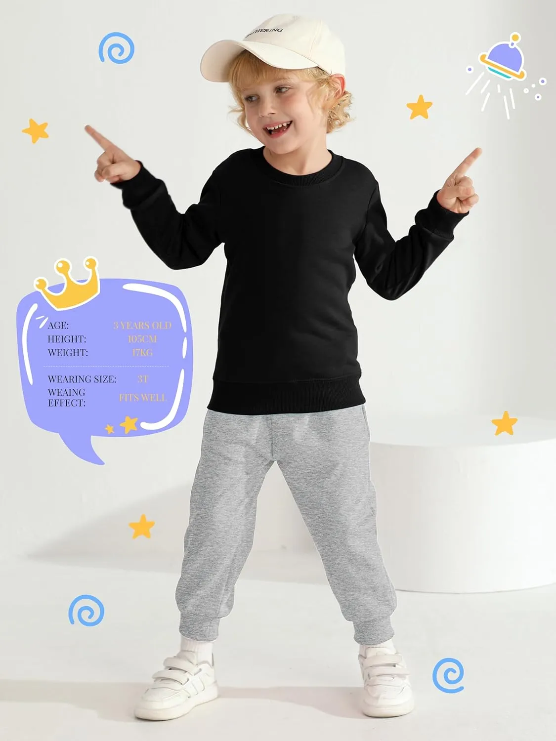 HXP 4 Pack Toddler Boys Sweatpants Cotton Toddler Sweatpants Boys Kids Joggers Pants with Pocket Drawstring