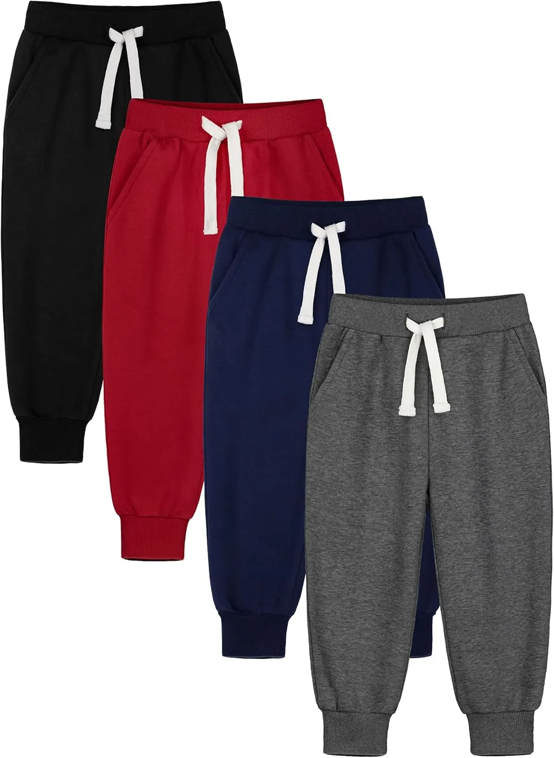HXP 4 Pack Toddler Boys Sweatpants Cotton Toddler Sweatpants Boys Kids Joggers Pants with Pocket Drawstring