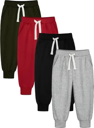 HXP 4 Pack Toddler Boys Sweatpants Cotton Toddler Sweatpants Boys Kids Joggers Pants with Pocket Drawstring