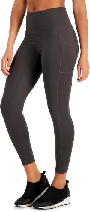 Ideology Petite Compression High-Waist Side-Pocket 7/8 Leggings Deep Charcoal PS