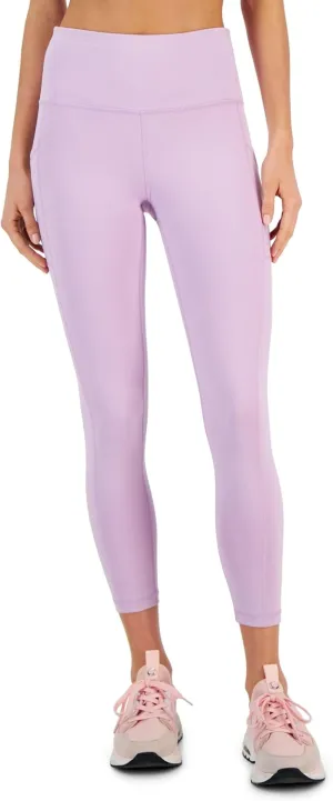 Ideology Women's Compression High-Waist Side-Pocket 7/8 Length Leggings Crocus Petal XL