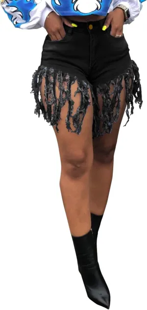 Jean Shorts for Women Frayed Raw Hem Ripped High Waisted Summer Denim Shorts