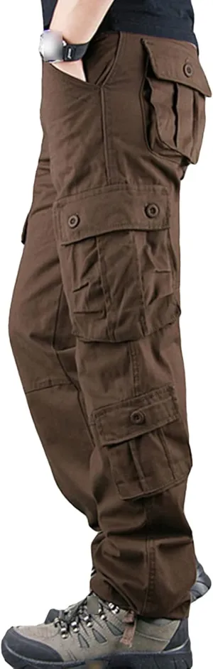 JEsilunmaMY Men's Outdoor Military Pants Multi-Pocket Slacks Loose Straight Leg Cargo Pants Combat Tactical Jogger Trousers