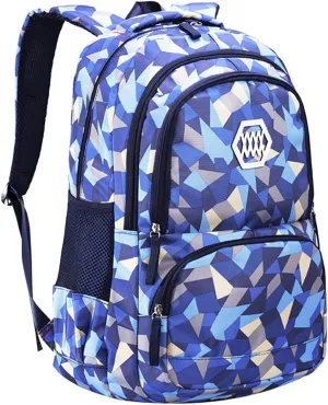 JiaYou Girl Geometric Printed Primary Junior High University School Bag Bookbag Backpack(2# Blue,35 L)