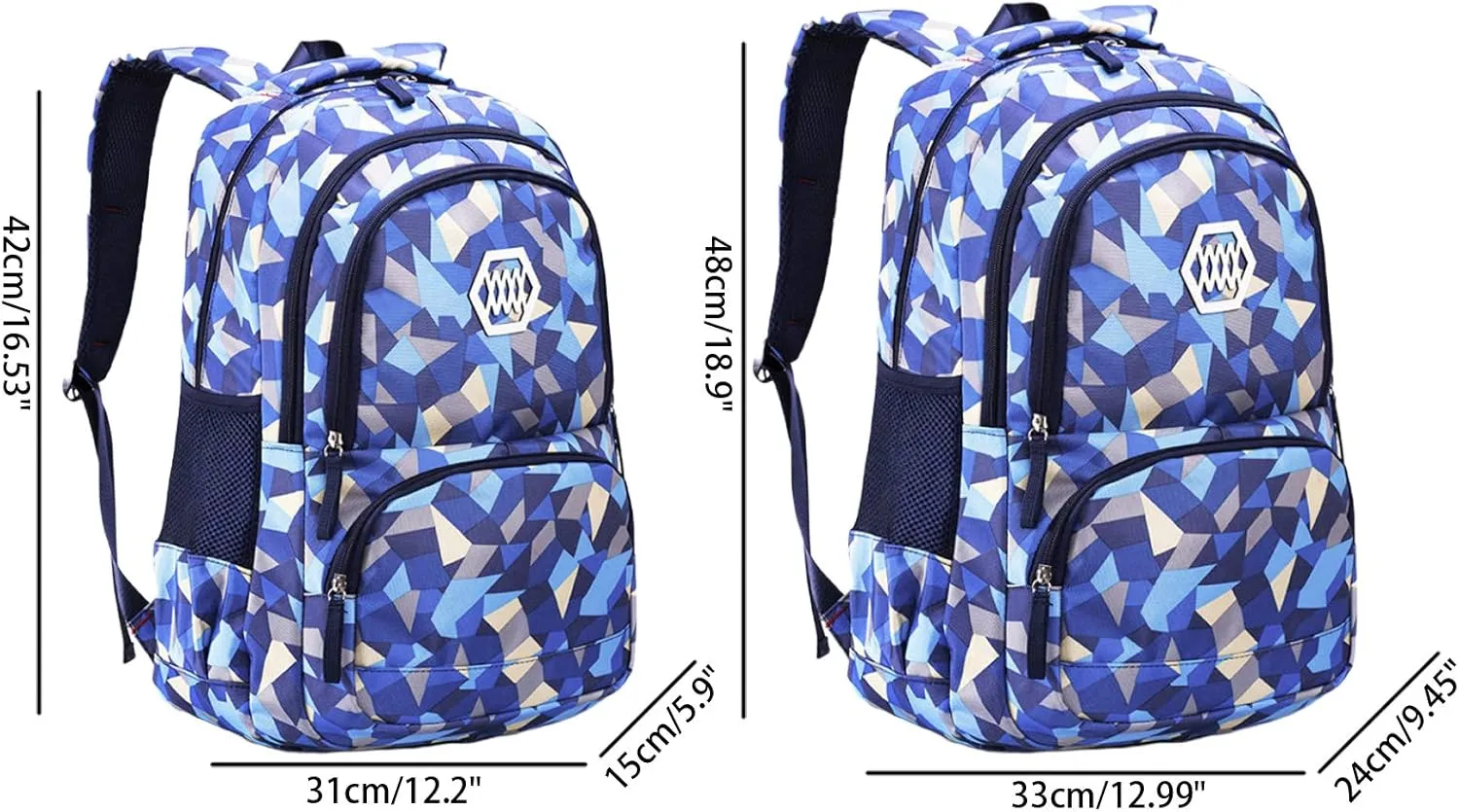 JiaYou Girl Geometric Printed Primary Junior High University School Bag Bookbag Backpack(2# Blue,35 L)