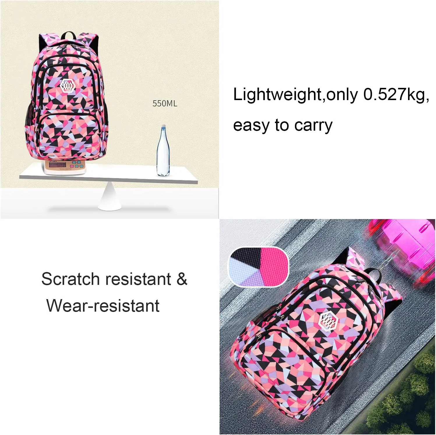 JiaYou Girl Geometric Printed Primary Junior High University School Bag Bookbag Backpack(2# Blue,35 L)