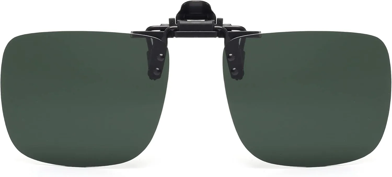 JM Polarized Clip on Sunglasses Frameless Flip Up Lens for Prescription Glasses