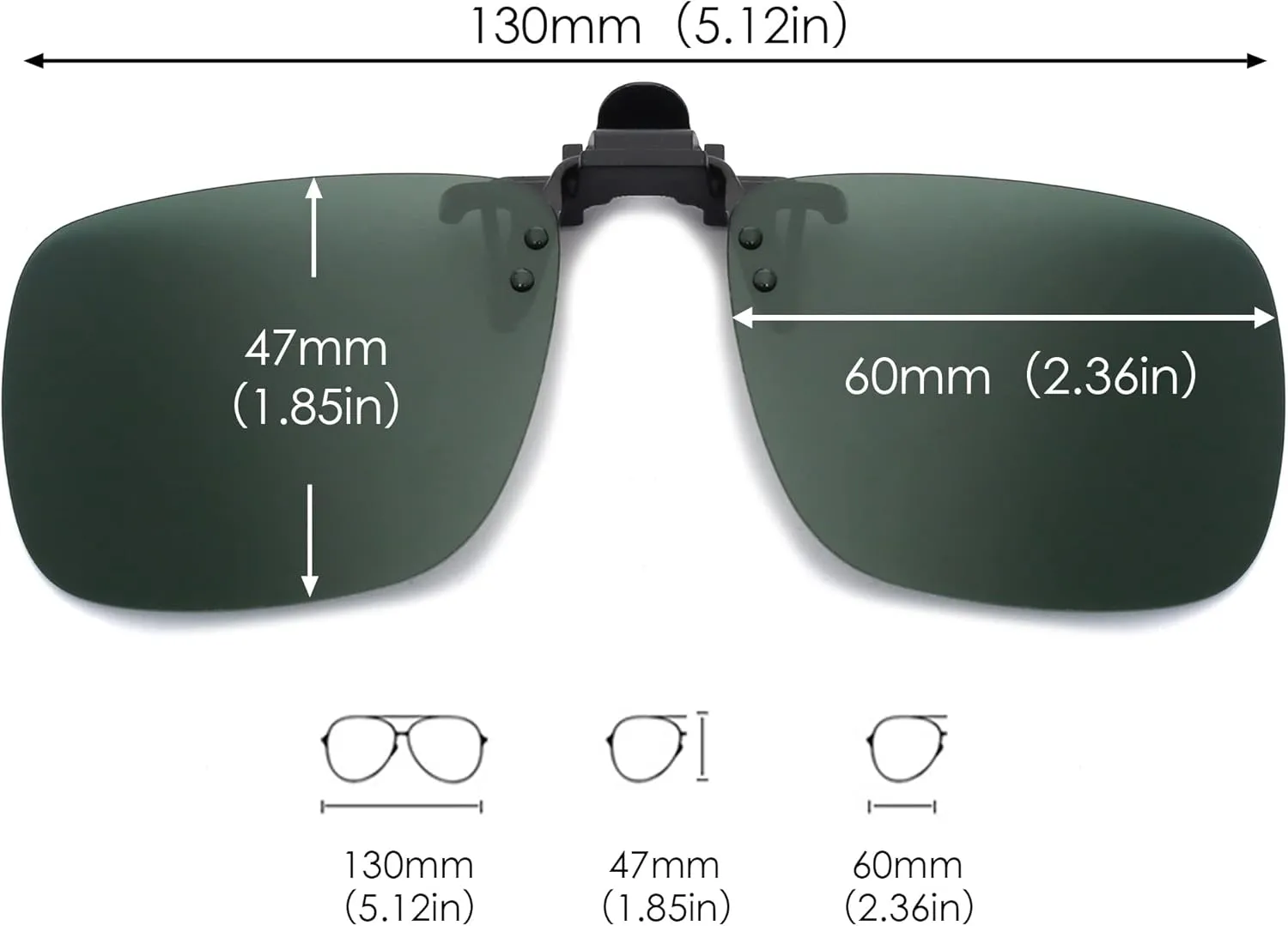 JM Polarized Clip on Sunglasses Frameless Flip Up Lens for Prescription Glasses