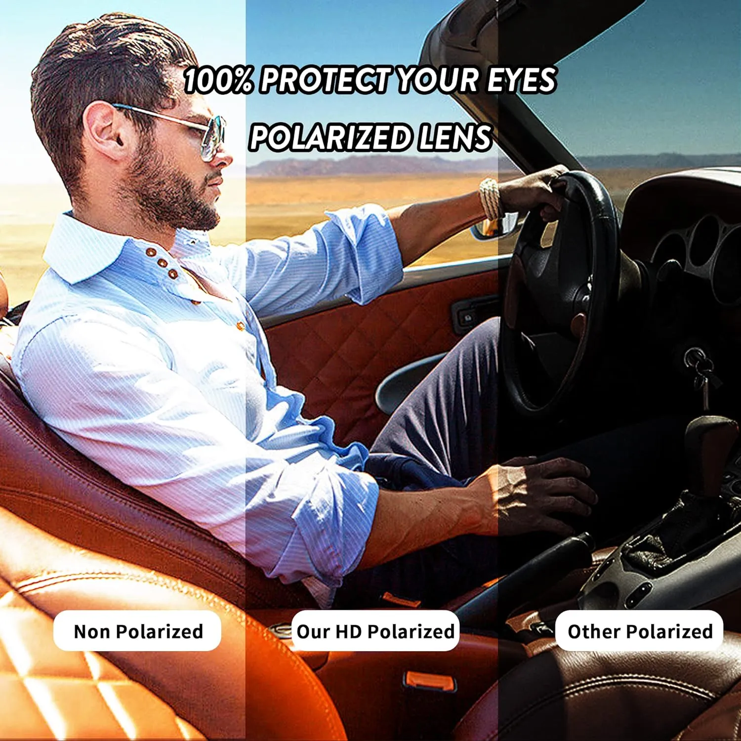 JM Polarized Clip on Sunglasses Frameless Flip Up Lens for Prescription Glasses