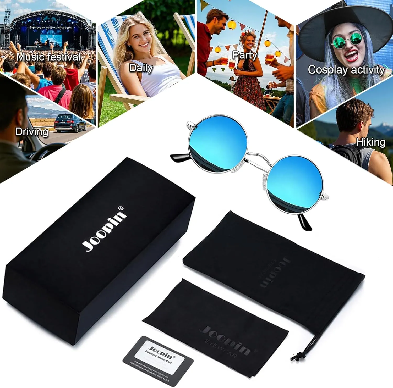 Joopin Hippie Round Sunglasses for Women Men Small Circle Sun Glasses Polarized UV400 Protection