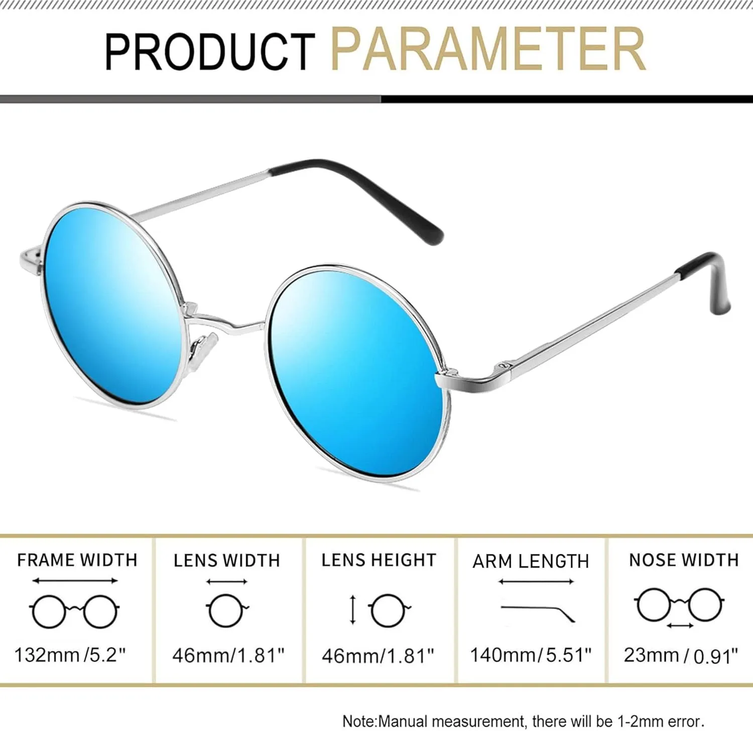Joopin Hippie Round Sunglasses for Women Men Small Circle Sun Glasses Polarized UV400 Protection