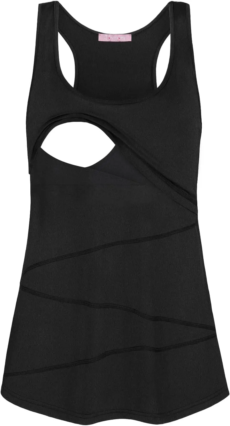 Joymom Maternity Summer Cool Sleeveless Nursing Tank Tops Breastfeeding Shirts