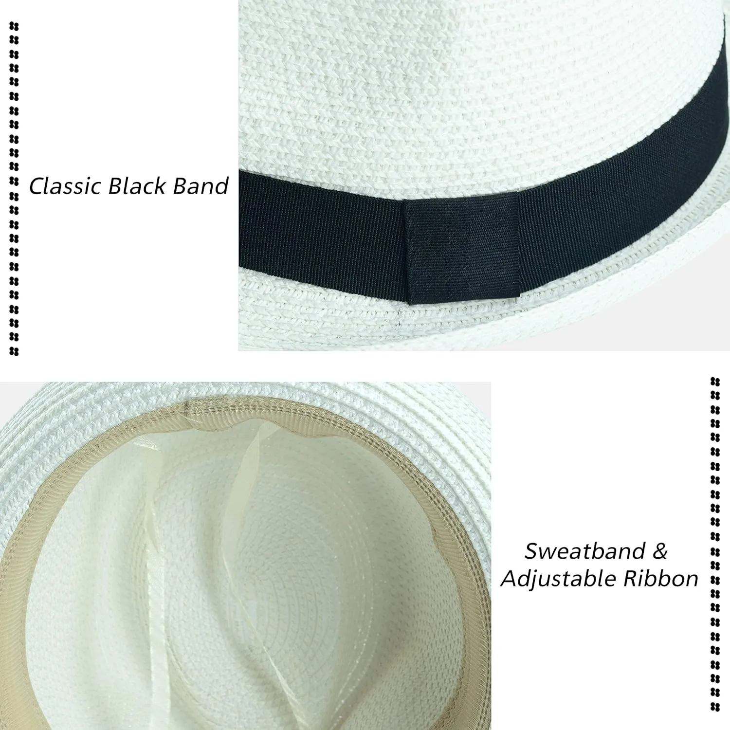 Kids Girls Boys Straw Fedora Hat Summer Short Brim Panama Cap Beach Sun Hats (Fit 4-8T)