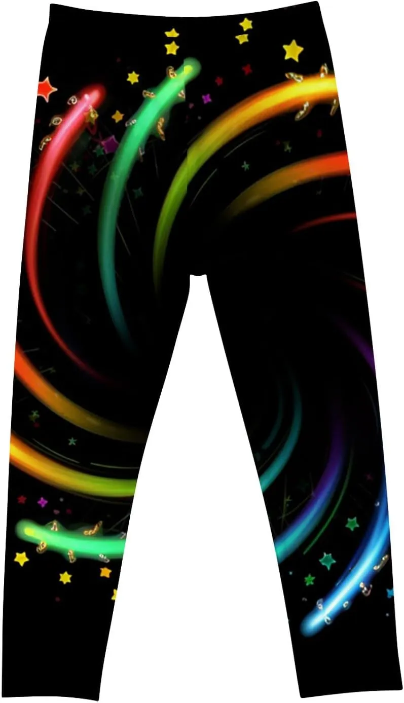 Kids Purple Galaxy Print Leggings Stretchy Comfortable Activewear for Girls Elastic Waistband