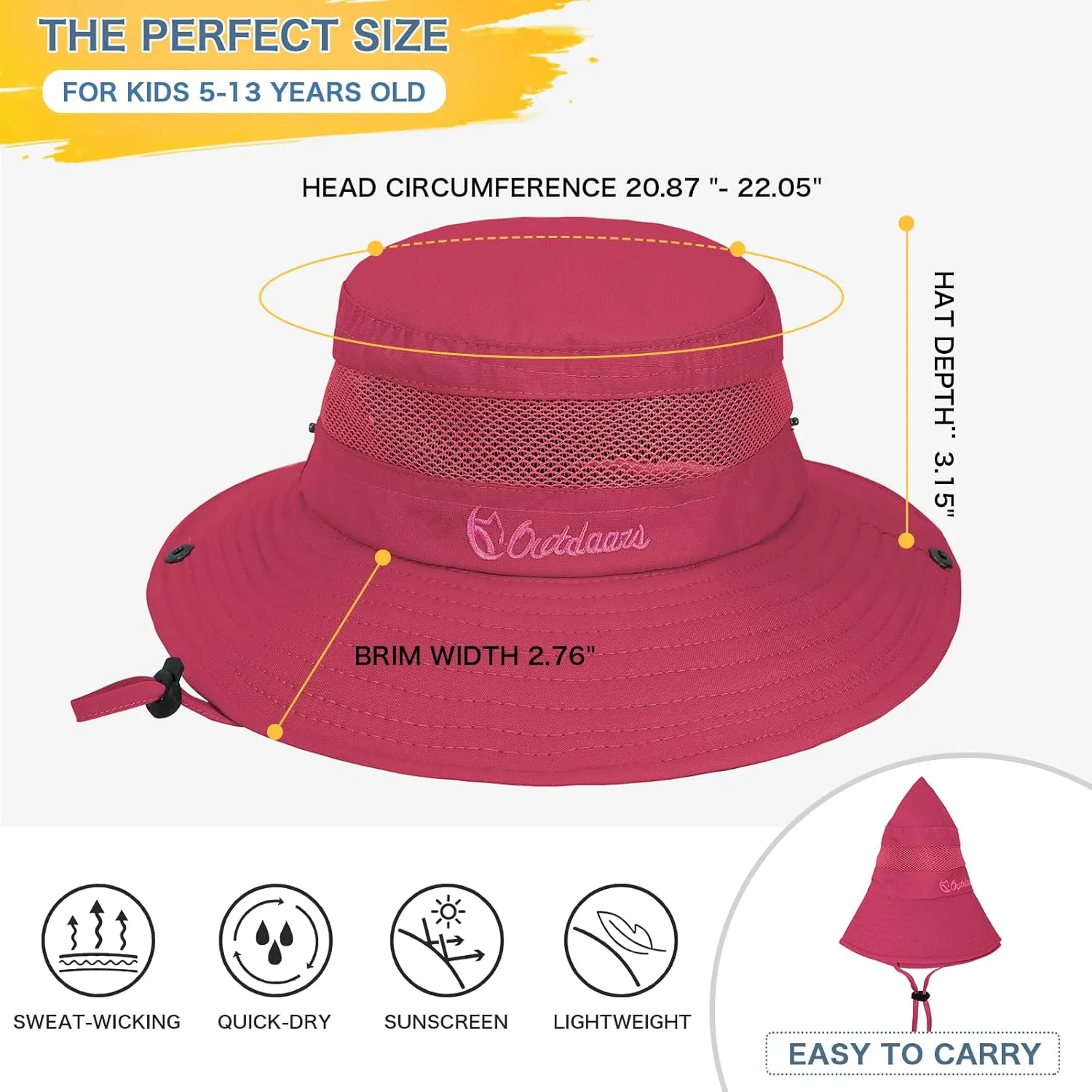 Kids Sun Hat UPF 50  Sun Protective Bucket Hat for Kids Boys Girls Wide Brim Summer Beach Fishing Safari Adjustable Hat