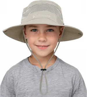 Kids Sun Hat UPF 50  Sun Protective Bucket Hat for Kids Boys Girls Wide Brim Summer Beach Fishing Safari Adjustable Hat
