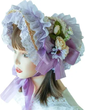 Lace Fascinators for Women Teas Party Sunhat Victorian Bonnet Lolit Straw Hat Victorian Headdress Floral Straw Hat Floral Straw Hats for Women
